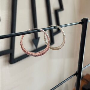 Crescent Moon Sterling Silver Hoop Earrings-highly polished